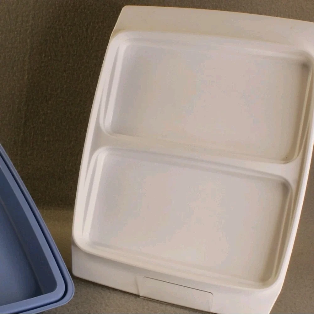 Tupperware Storage Container Rectangular Replacement Lid Base Blue White Large